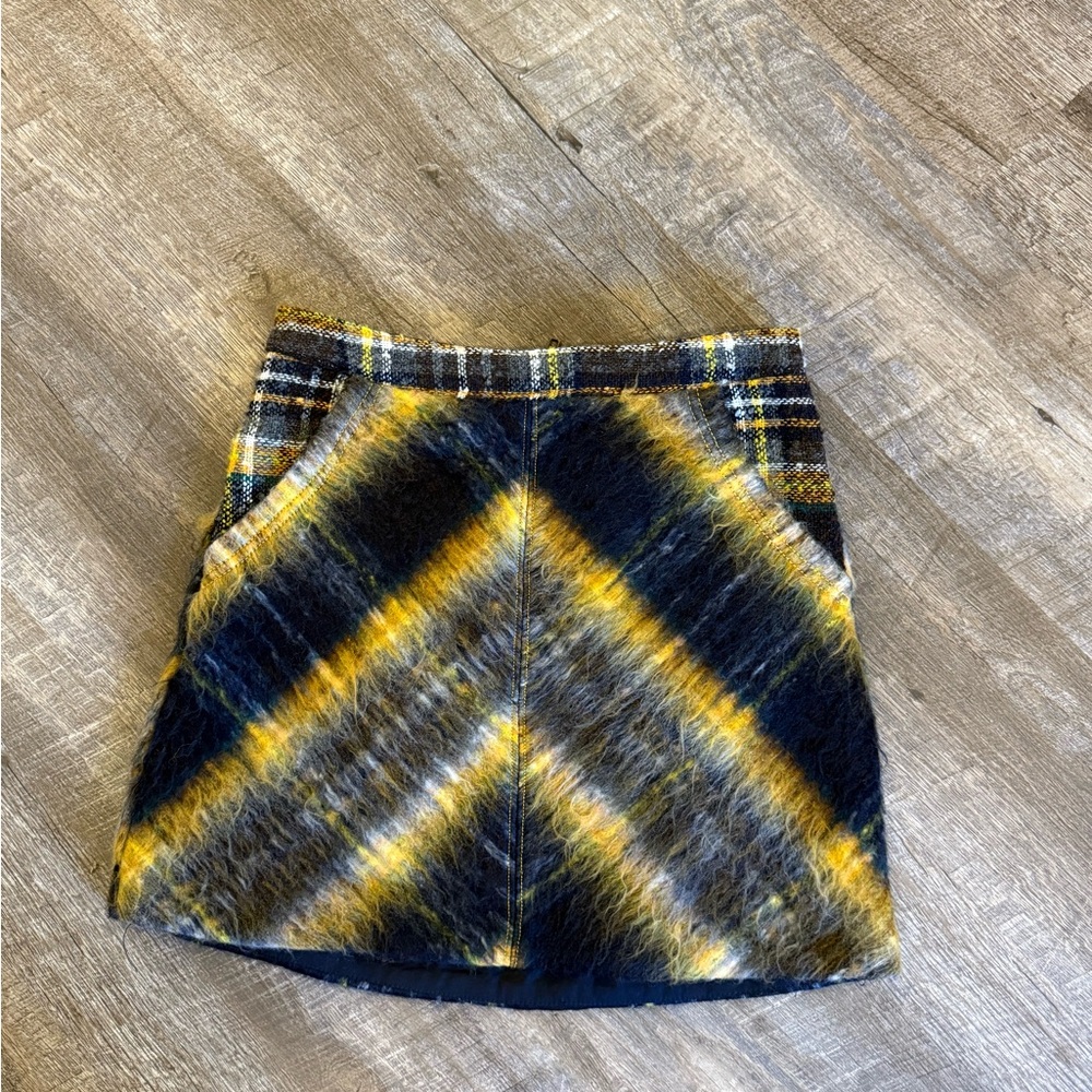 Urban Outfitters Yellow and Black Plaid Mini Skirt